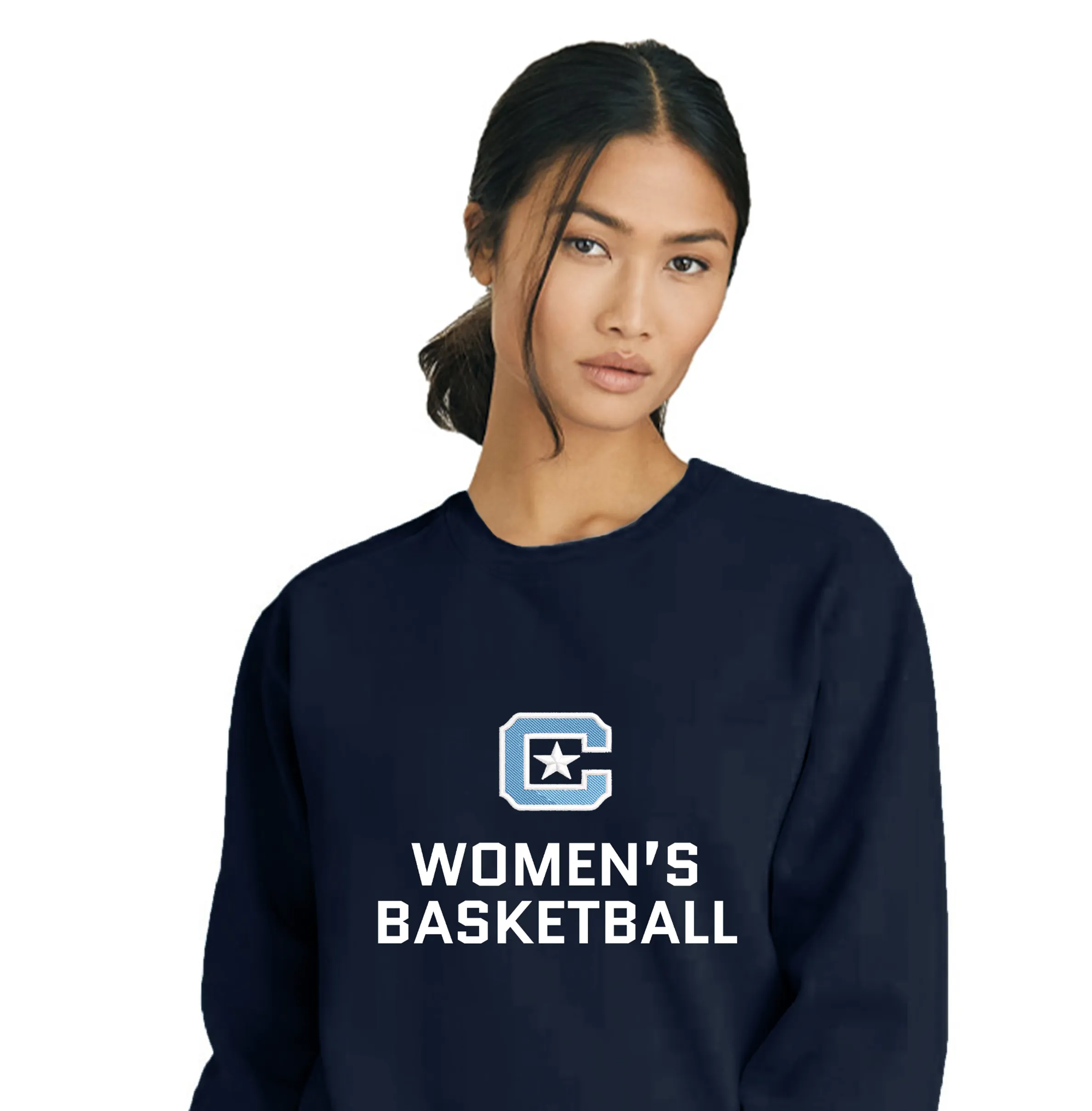 The Citadel Block C, Club Sports - Women's Basketball, Embroidered Comfort Colors ® Ring Spun Crewneck Sweatshirt