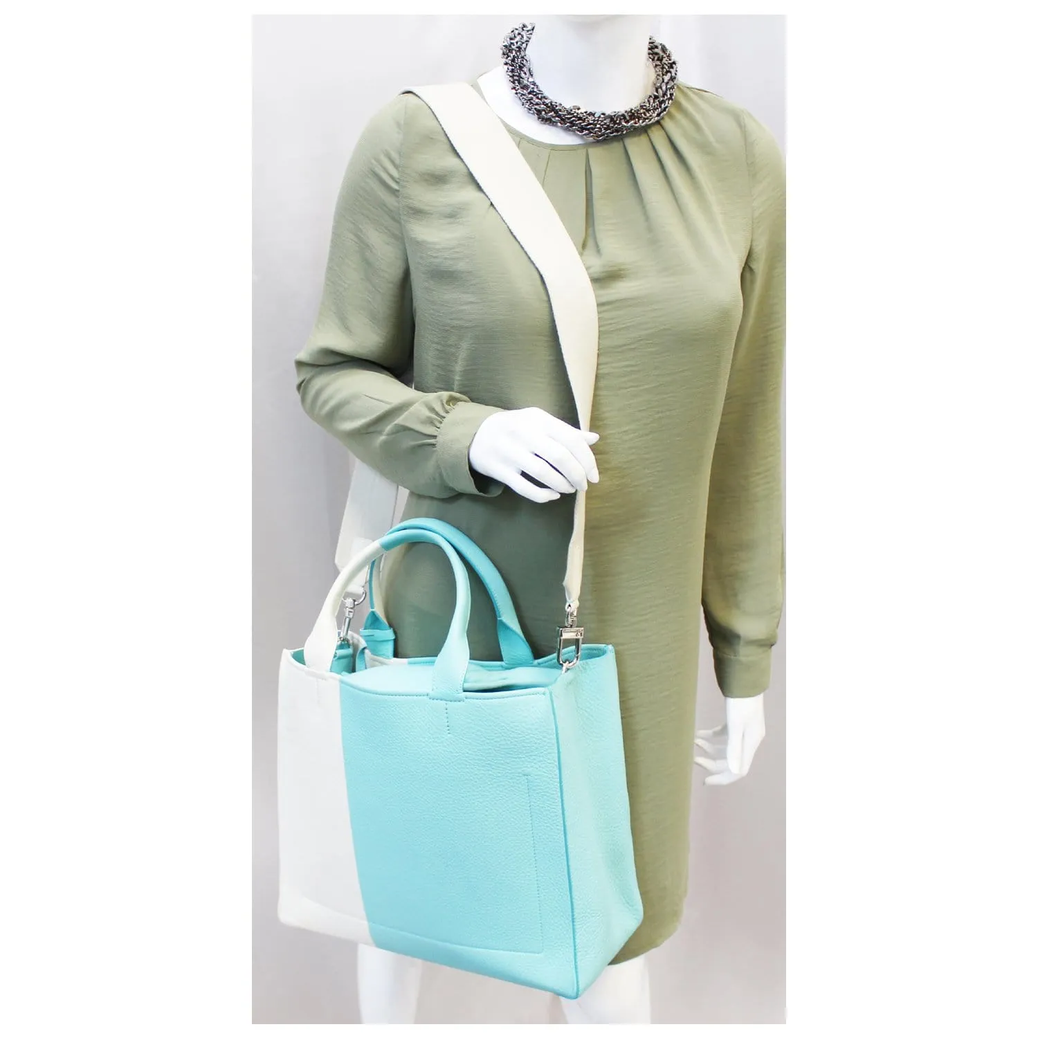 Tiffany & Co Color Block Shoulder Bag Off-white/Blue