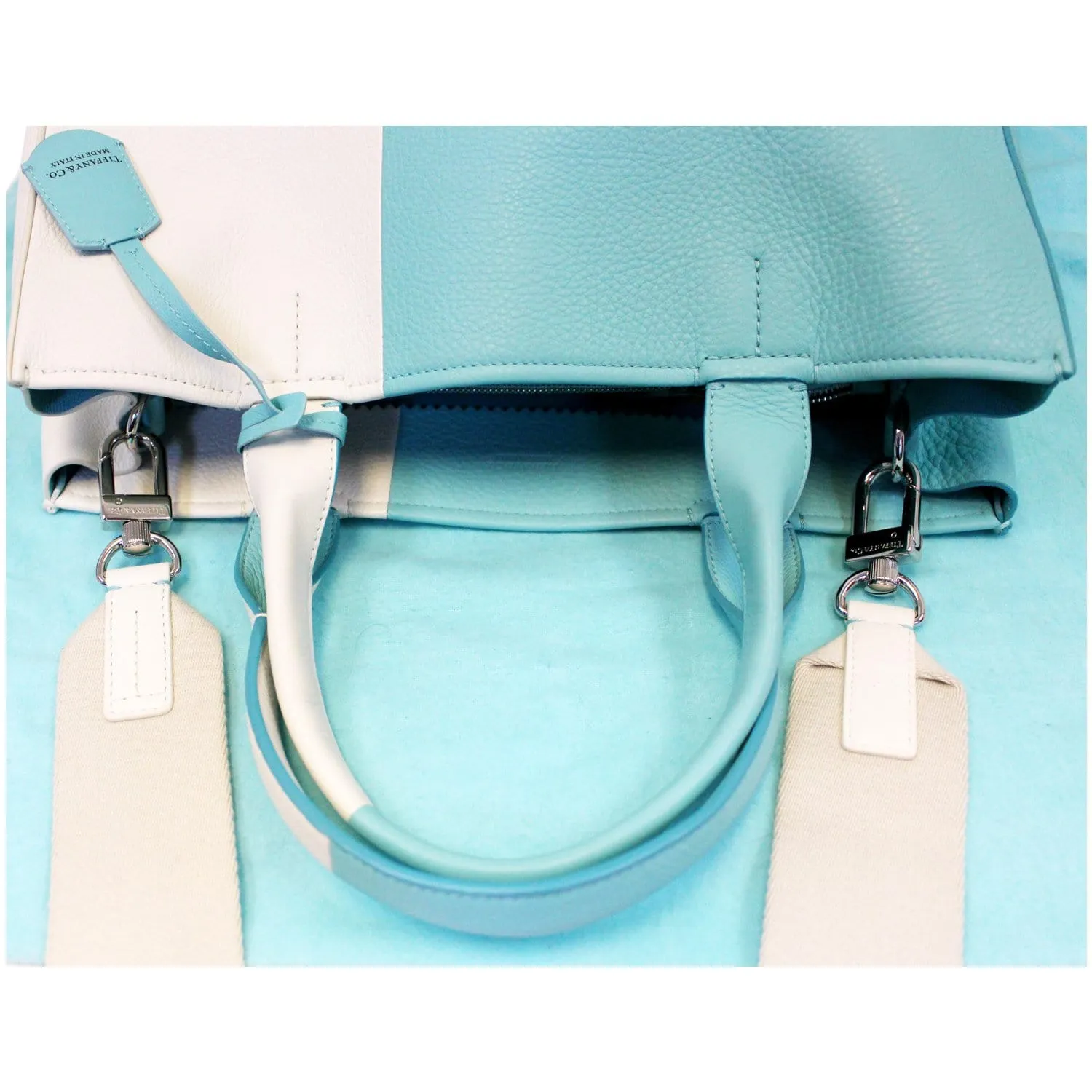 Tiffany & Co Color Block Shoulder Bag Off-white/Blue