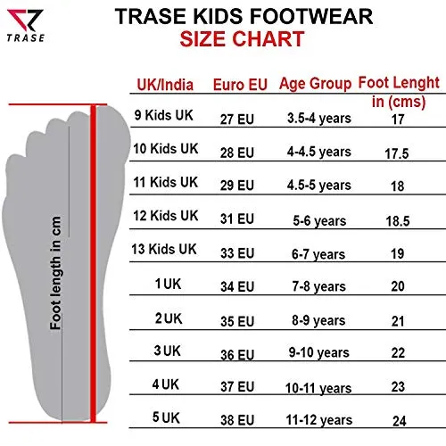 TRASE Boys Black Orange Running Shoes - 11 UK (Kids)