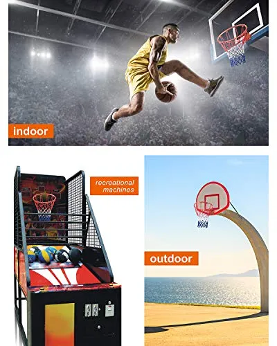 U/A Basketball Net Replacement Heavy Duty, 2020 Official Professional Quality, Fits Outdoor Indoor Standard Rim, All Weather Anti Whip -12 Loops (Red White Blue)