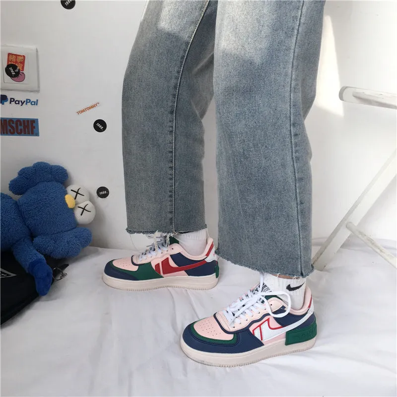 ULZZANG DARK BLUE COLOR BLOCK SNEAKERS UB2752