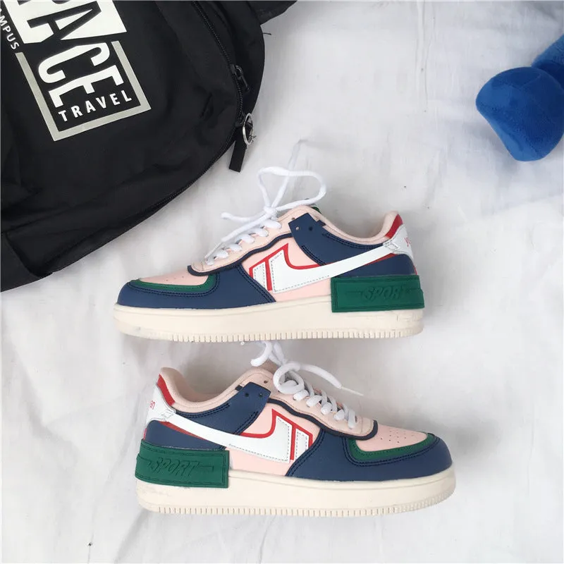 ULZZANG DARK BLUE COLOR BLOCK SNEAKERS UB2752