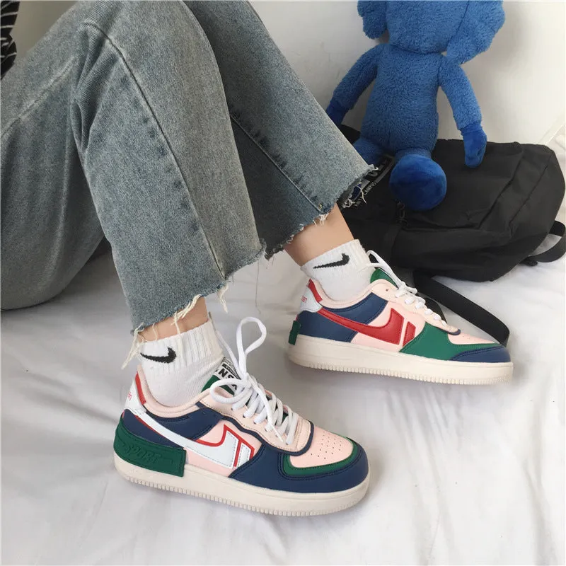 ULZZANG DARK BLUE COLOR BLOCK SNEAKERS UB2752