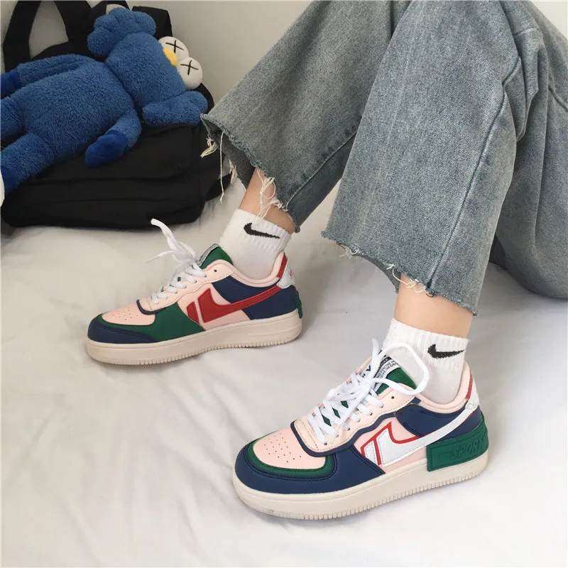 ULZZANG DARK BLUE COLOR BLOCK SNEAKERS UB2752