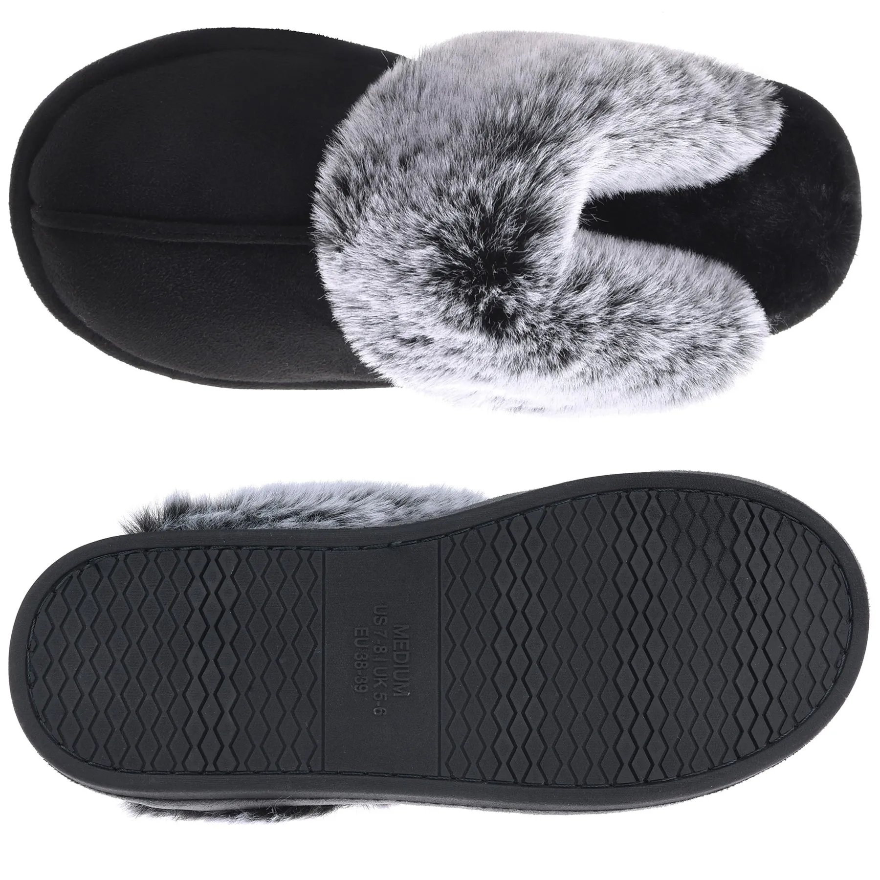 VONMAY Women's Scuff Slippers Cozy Memory Foam Fuzzy Slip-On Comfort House Shoes Indoor Outdoor