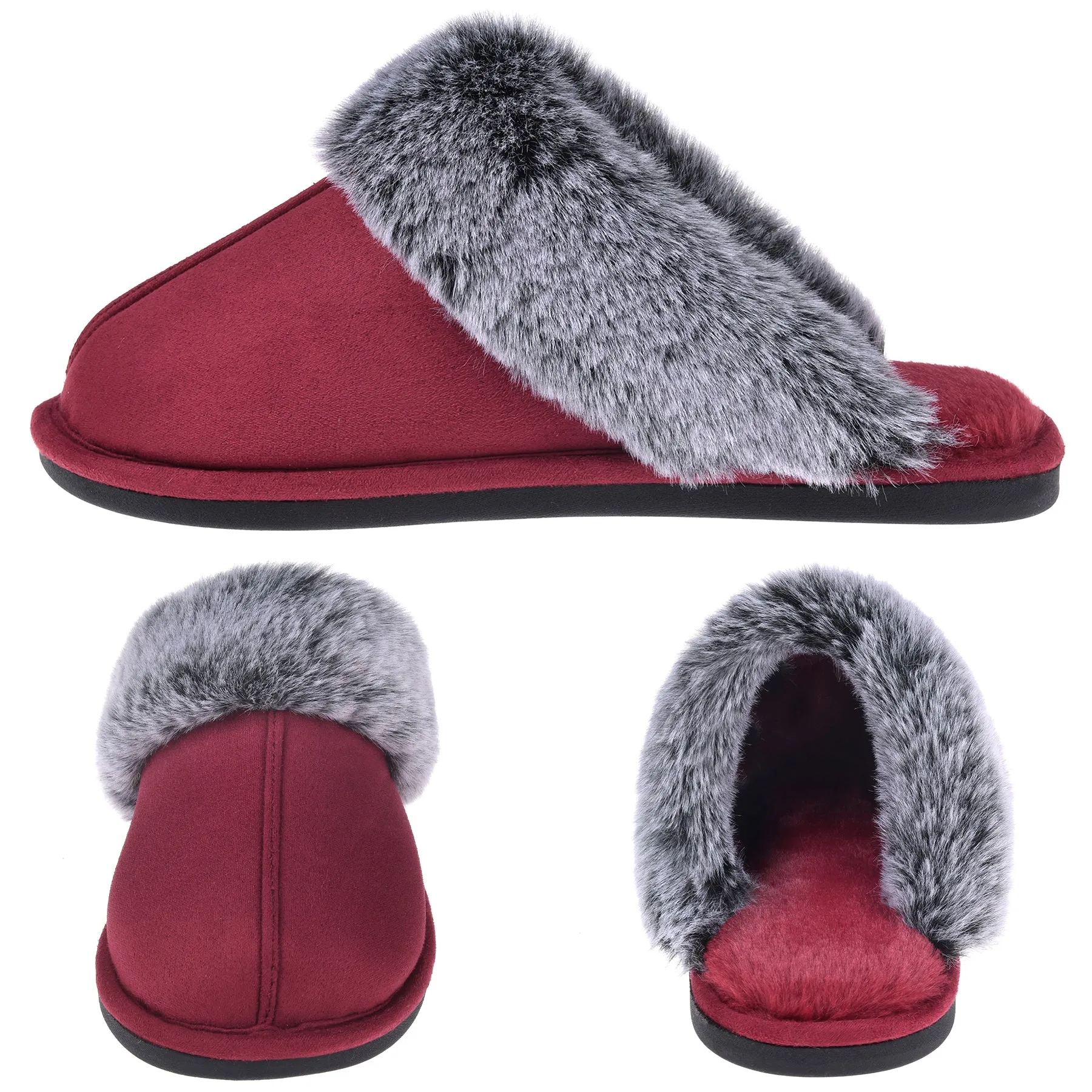 VONMAY Women's Scuff Slippers Cozy Memory Foam Fuzzy Slip-On Comfort House Shoes Indoor Outdoor