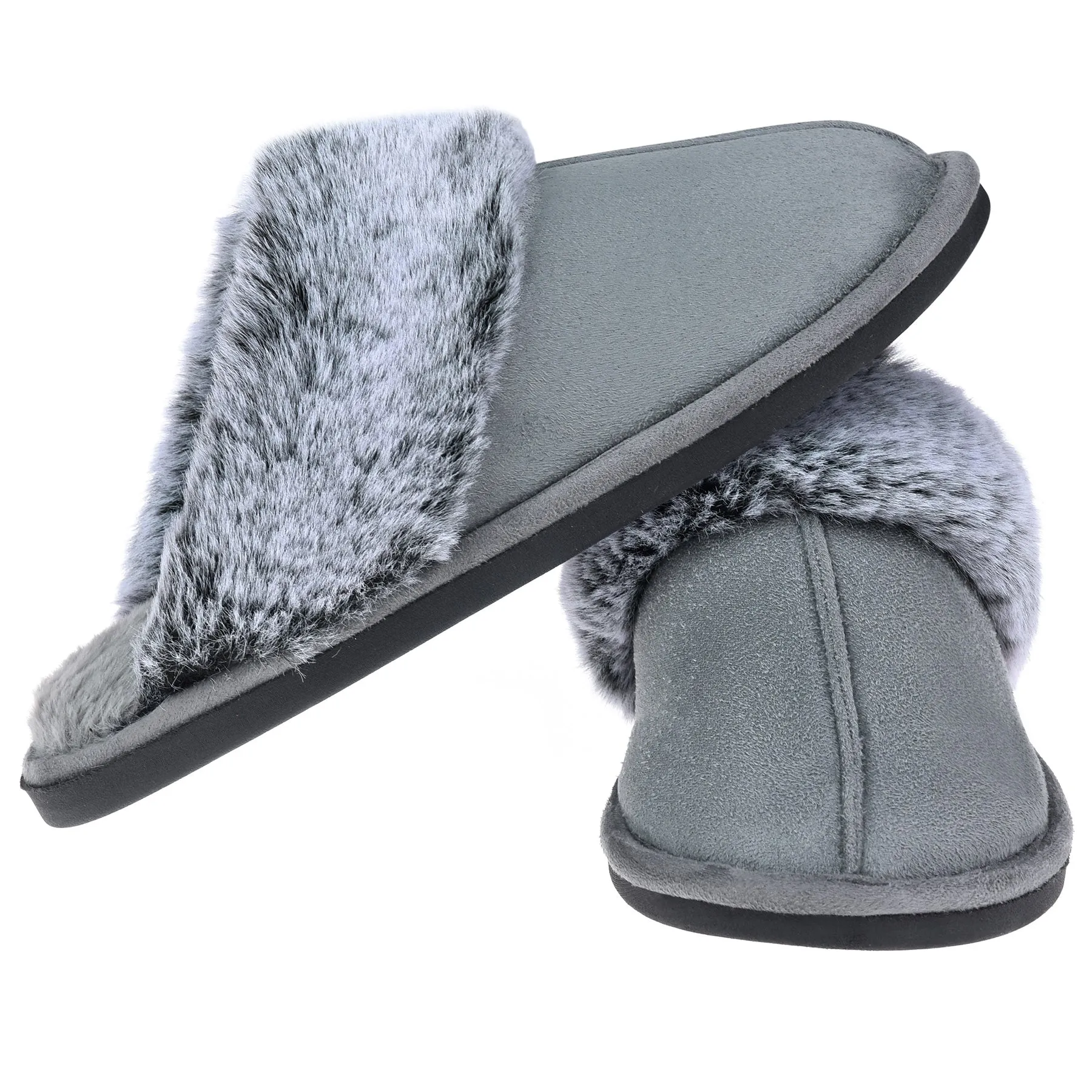 VONMAY Women's Scuff Slippers Cozy Memory Foam Fuzzy Slip-On Comfort House Shoes Indoor Outdoor