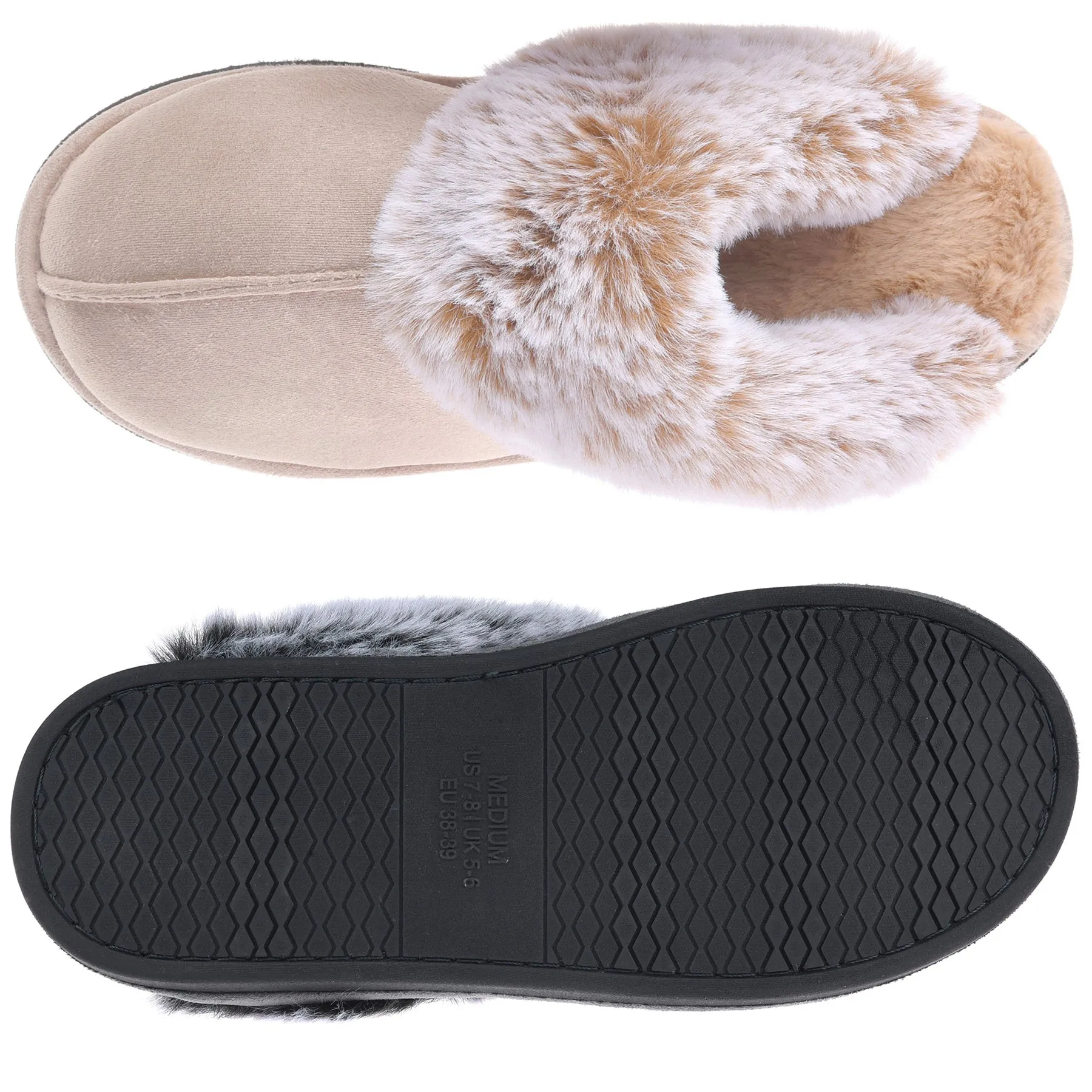 VONMAY Women's Scuff Slippers Cozy Memory Foam Fuzzy Slip-On Comfort House Shoes Indoor Outdoor