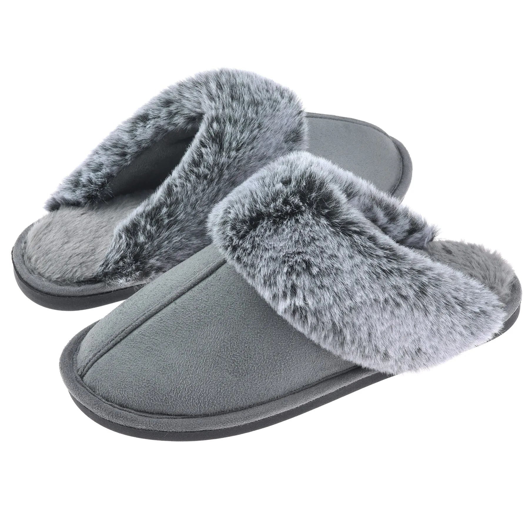 VONMAY Women's Scuff Slippers Cozy Memory Foam Fuzzy Slip-On Comfort House Shoes Indoor Outdoor
