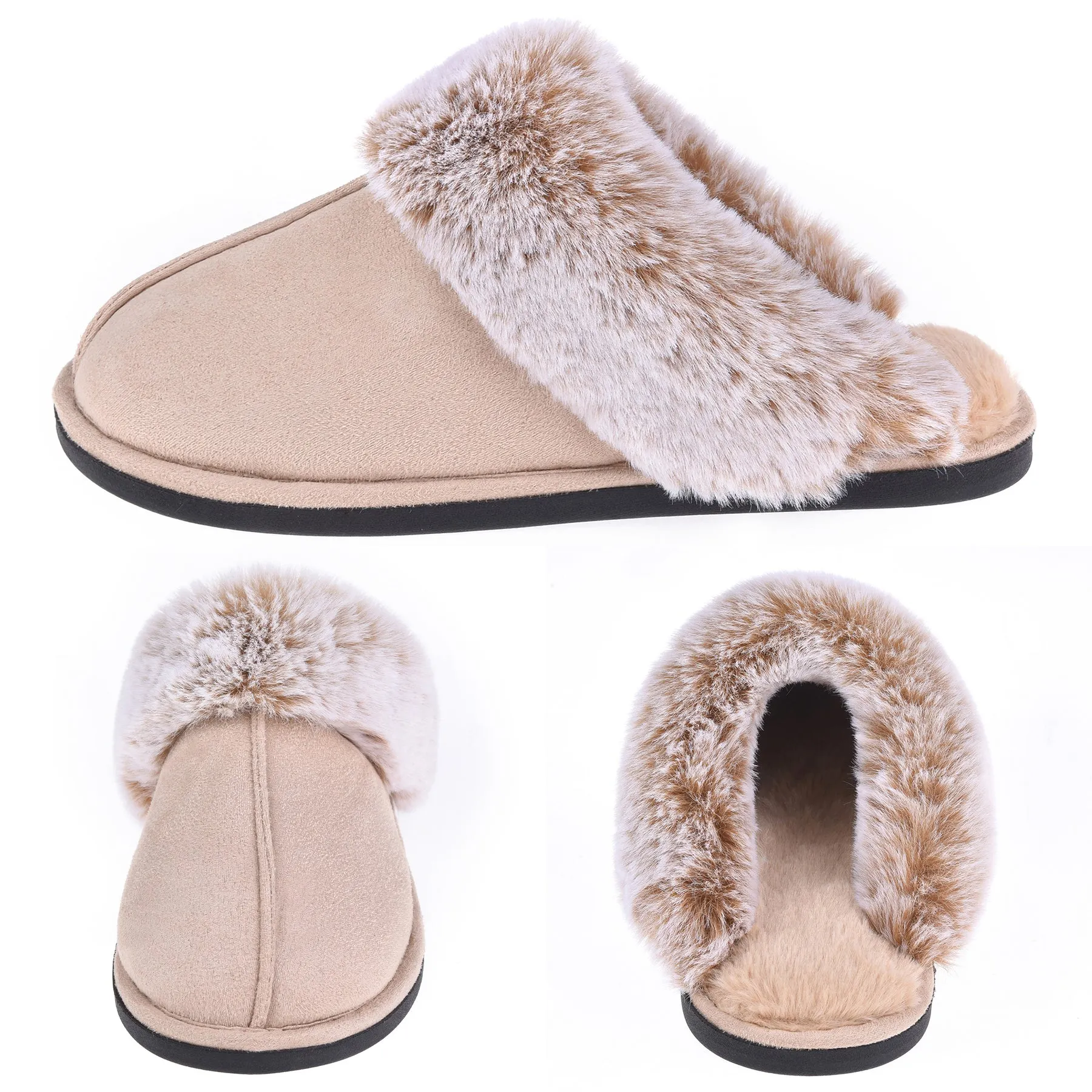 VONMAY Women's Scuff Slippers Cozy Memory Foam Fuzzy Slip-On Comfort House Shoes Indoor Outdoor