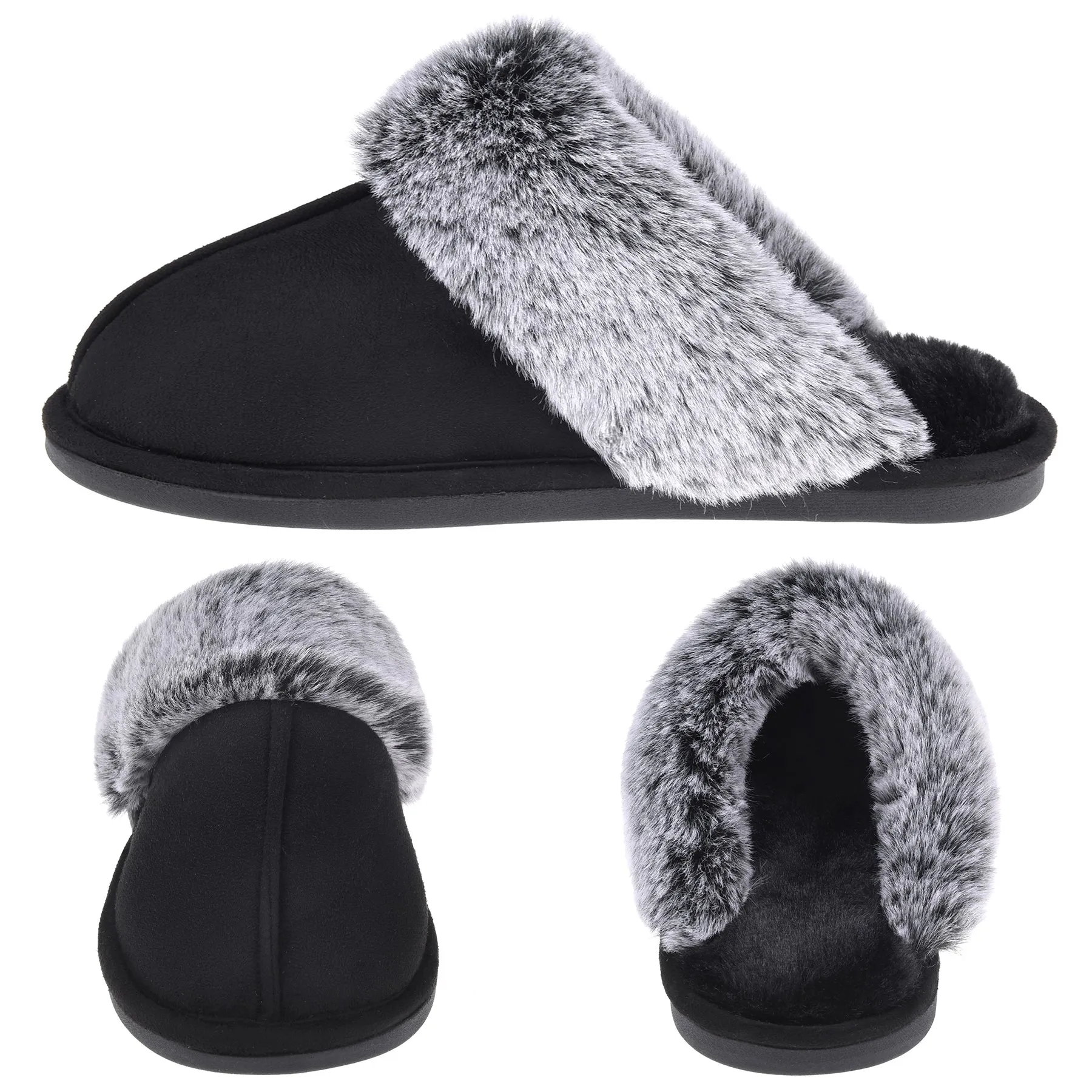 VONMAY Women's Scuff Slippers Cozy Memory Foam Fuzzy Slip-On Comfort House Shoes Indoor Outdoor