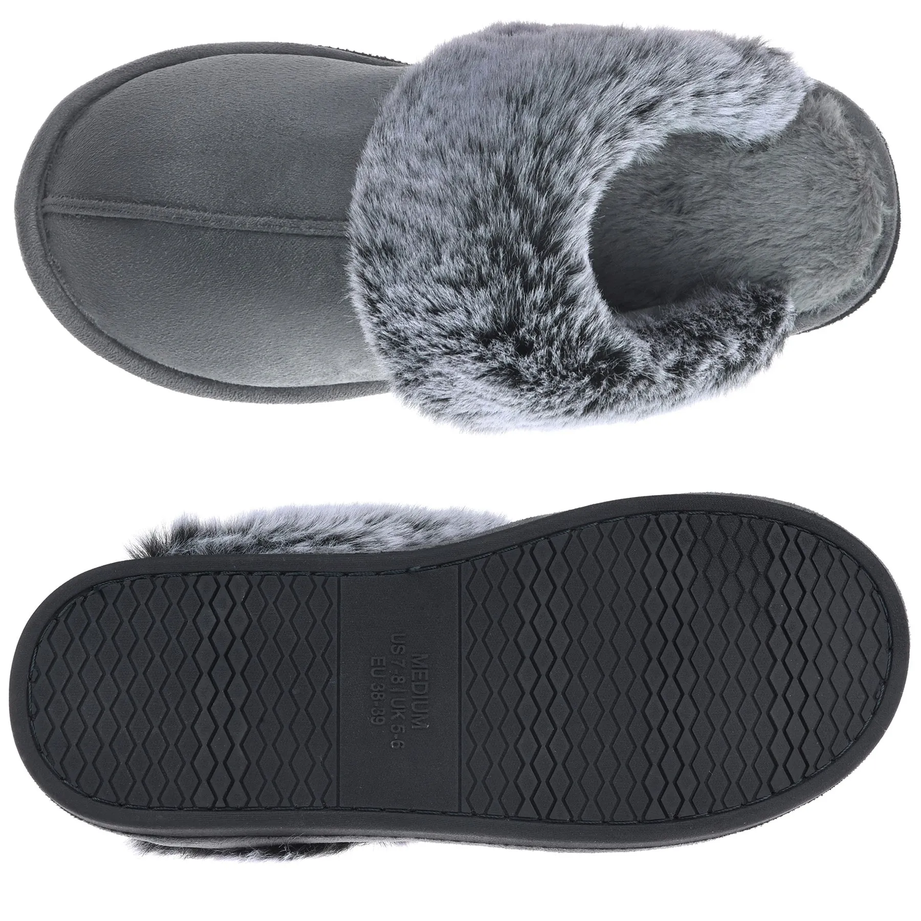 VONMAY Women's Scuff Slippers Cozy Memory Foam Fuzzy Slip-On Comfort House Shoes Indoor Outdoor