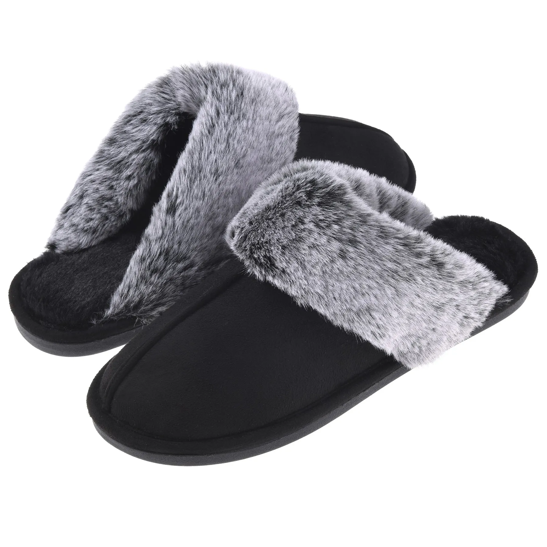 VONMAY Women's Scuff Slippers Cozy Memory Foam Fuzzy Slip-On Comfort House Shoes Indoor Outdoor