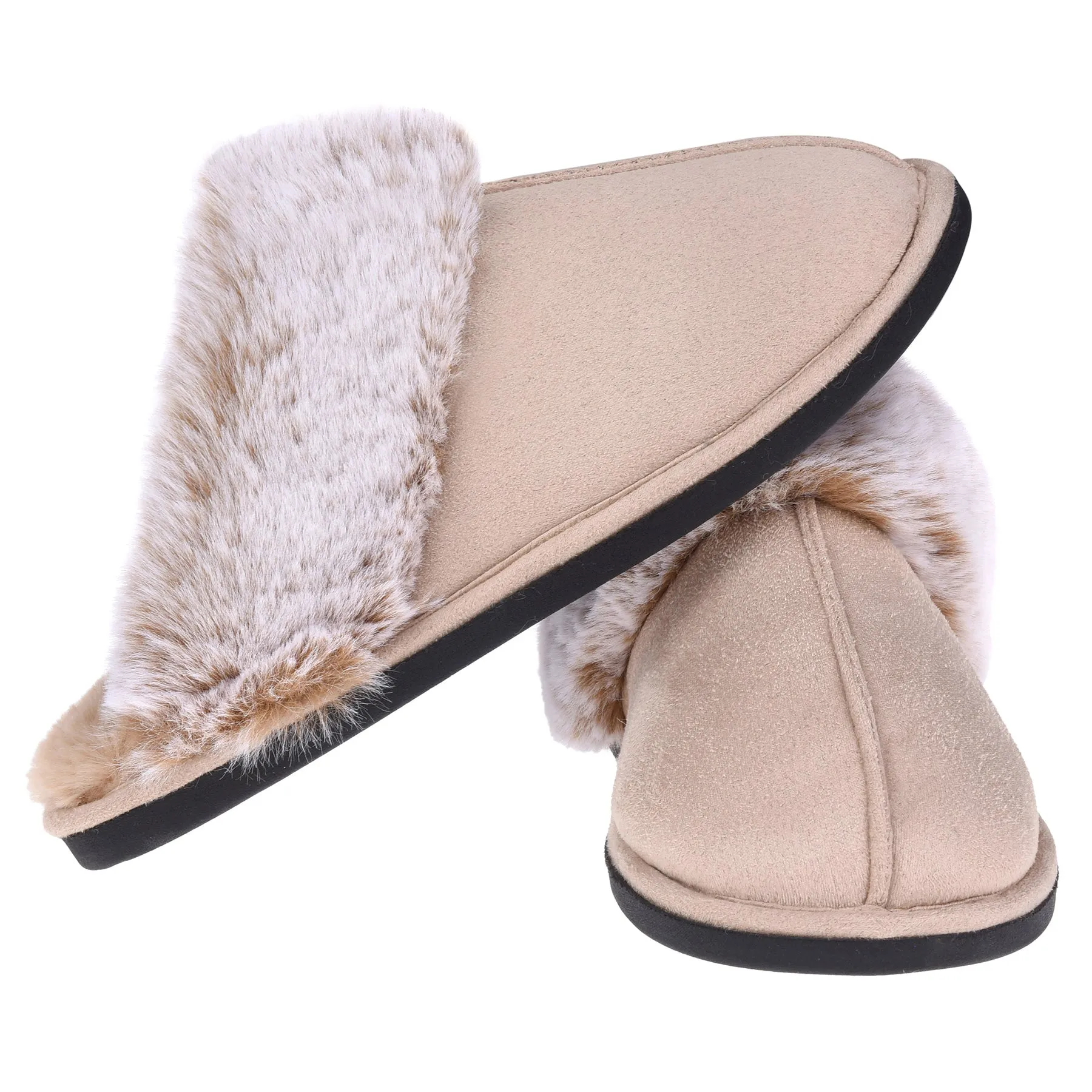VONMAY Women's Scuff Slippers Cozy Memory Foam Fuzzy Slip-On Comfort House Shoes Indoor Outdoor