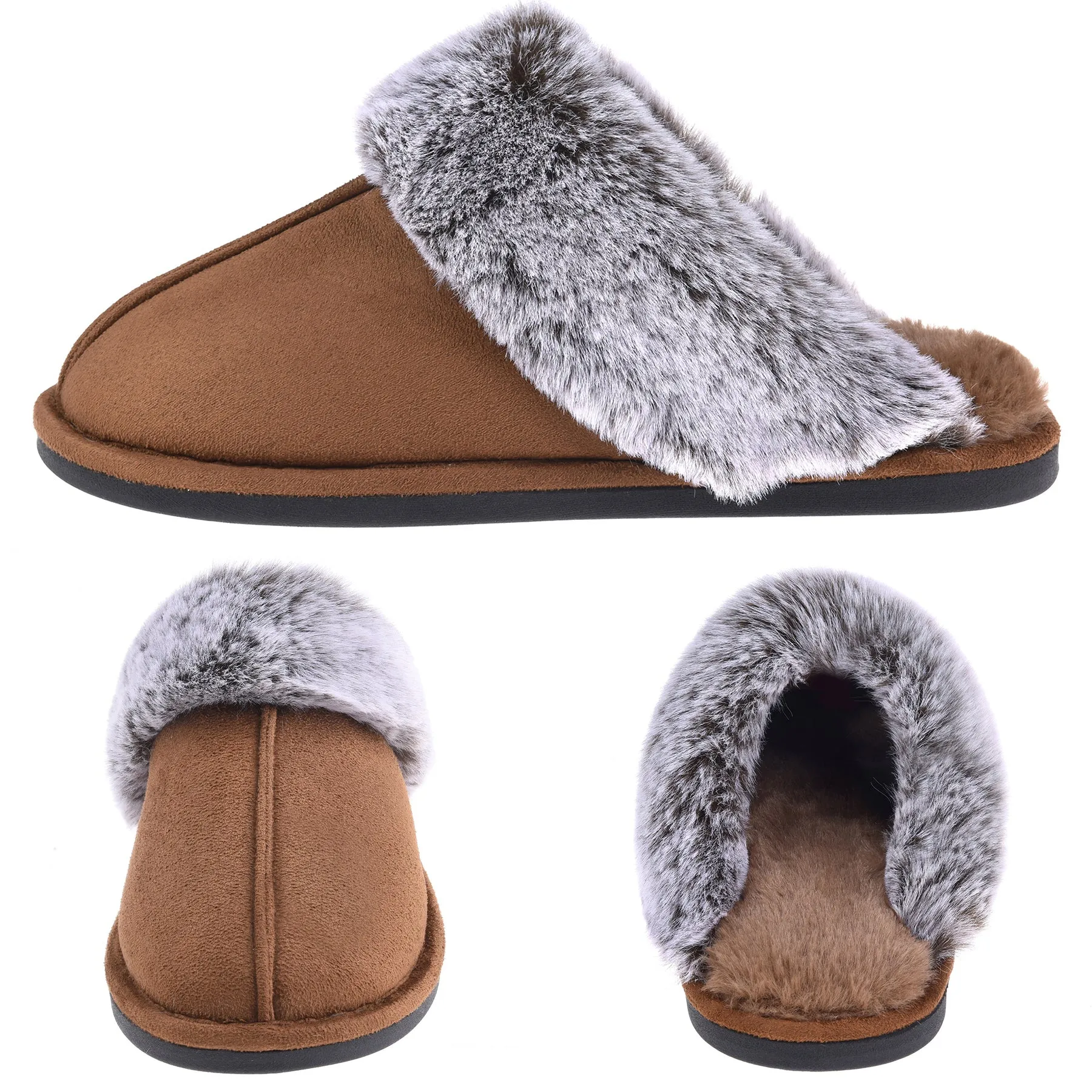 VONMAY Women's Scuff Slippers Cozy Memory Foam Fuzzy Slip-On Comfort House Shoes Indoor Outdoor