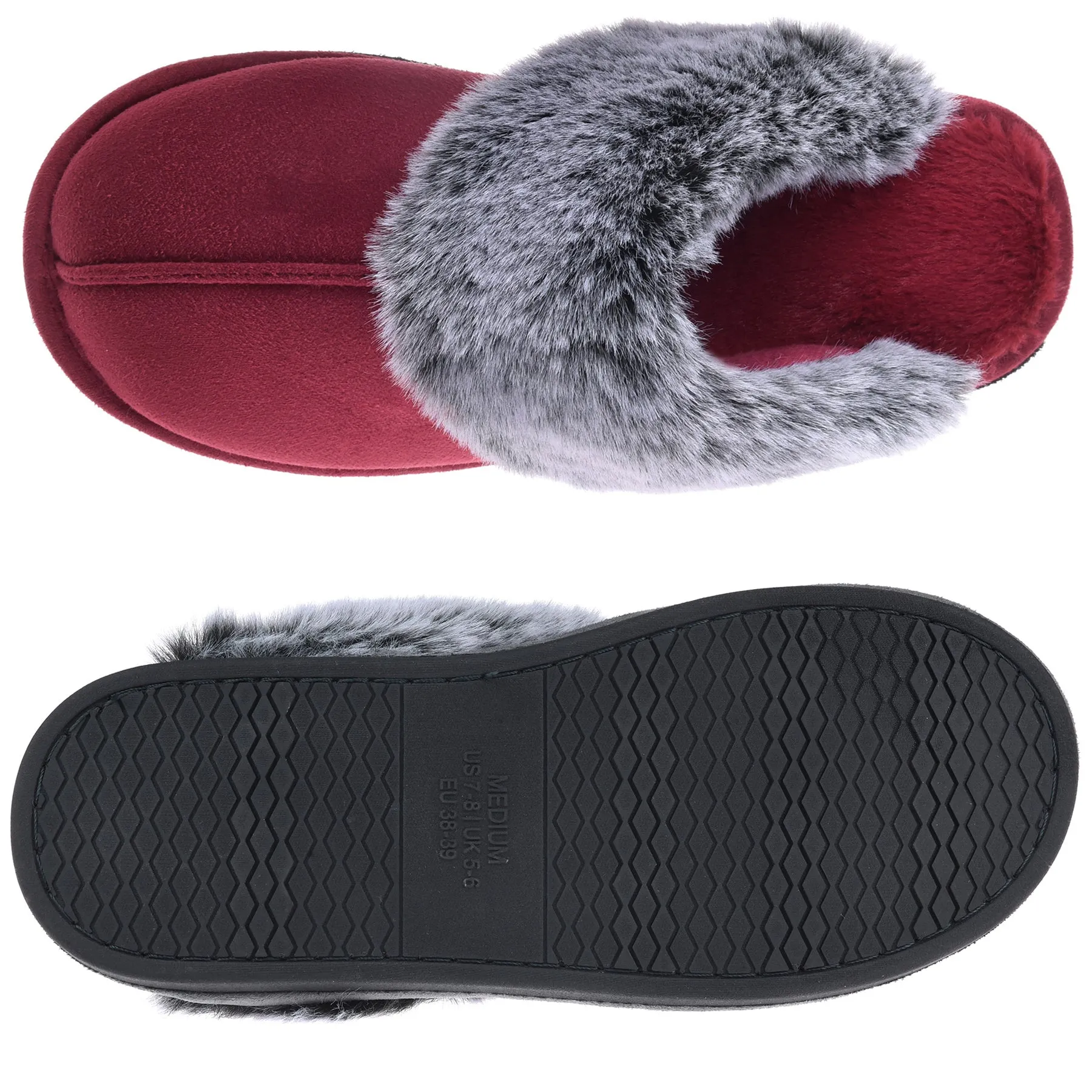 VONMAY Women's Scuff Slippers Cozy Memory Foam Fuzzy Slip-On Comfort House Shoes Indoor Outdoor