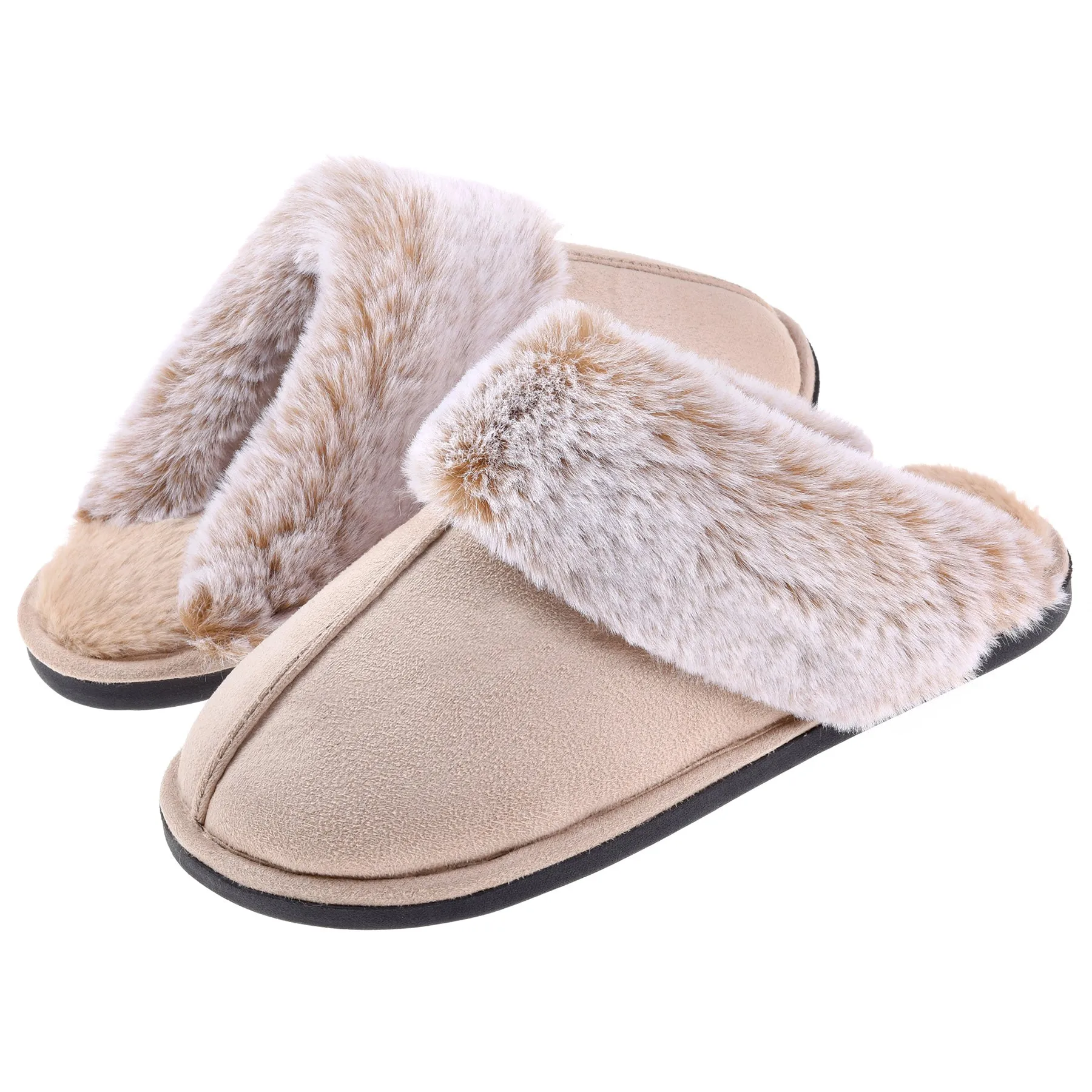 VONMAY Women's Scuff Slippers Cozy Memory Foam Fuzzy Slip-On Comfort House Shoes Indoor Outdoor