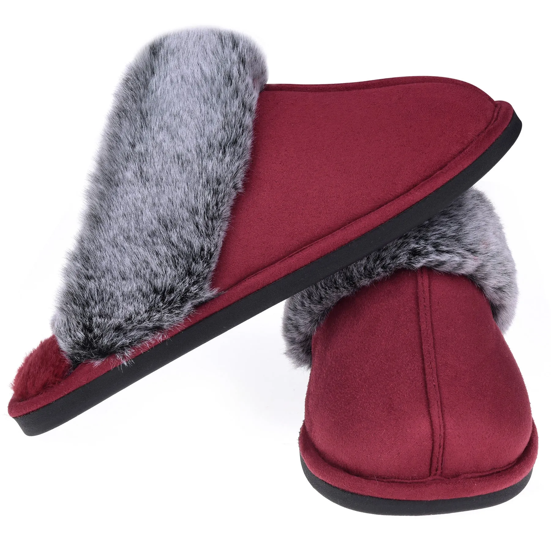 VONMAY Women's Scuff Slippers Cozy Memory Foam Fuzzy Slip-On Comfort House Shoes Indoor Outdoor
