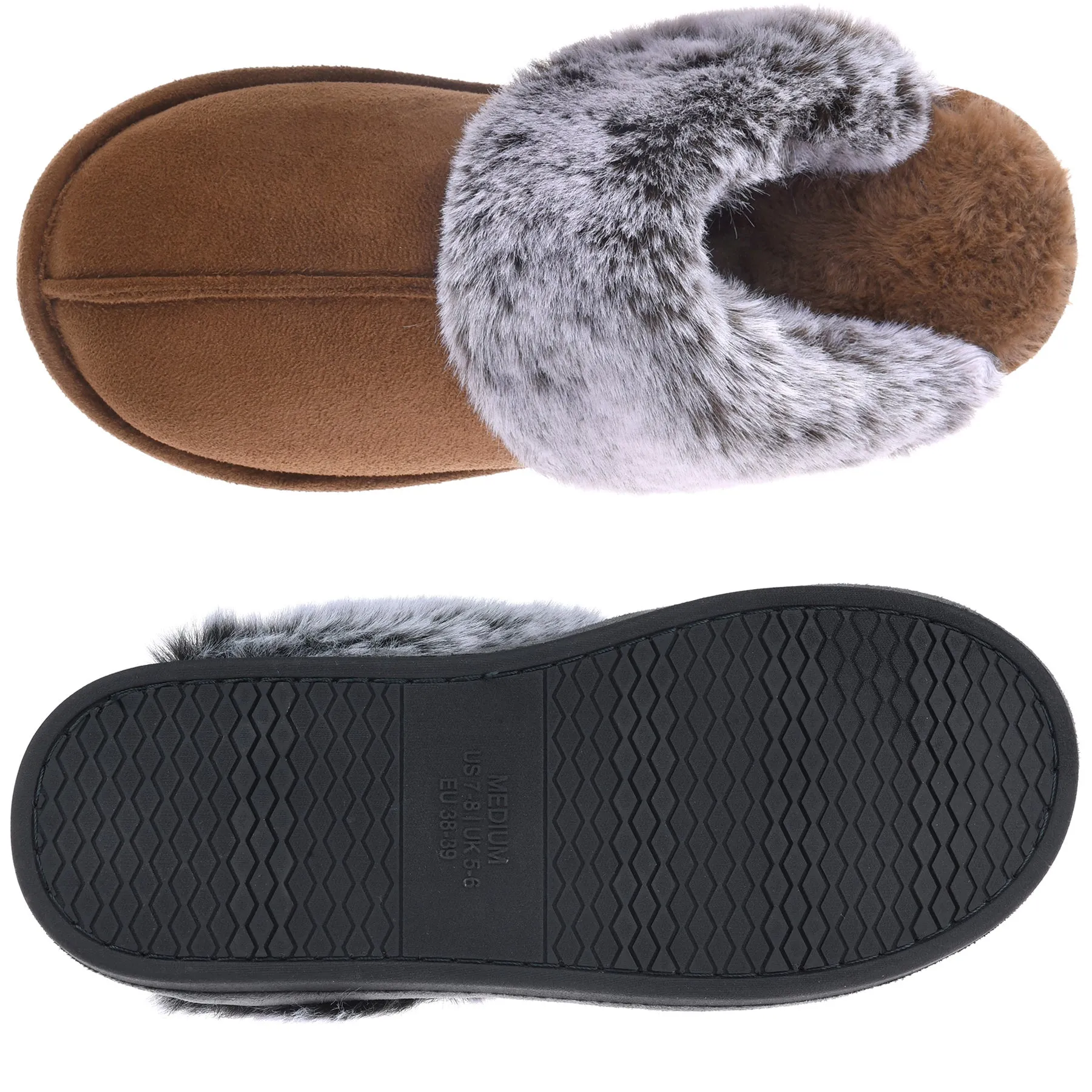 VONMAY Women's Scuff Slippers Cozy Memory Foam Fuzzy Slip-On Comfort House Shoes Indoor Outdoor