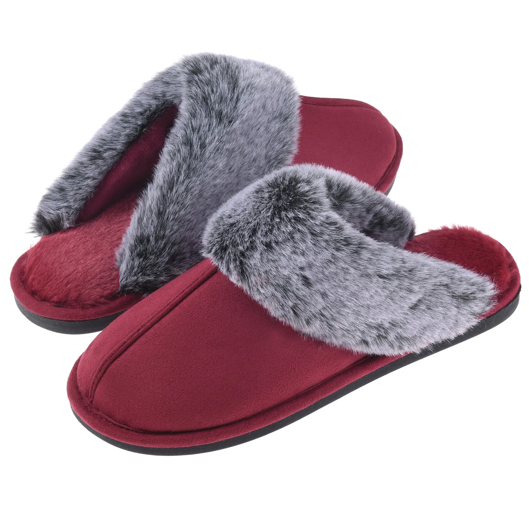 VONMAY Women's Scuff Slippers Cozy Memory Foam Fuzzy Slip-On Comfort House Shoes Indoor Outdoor