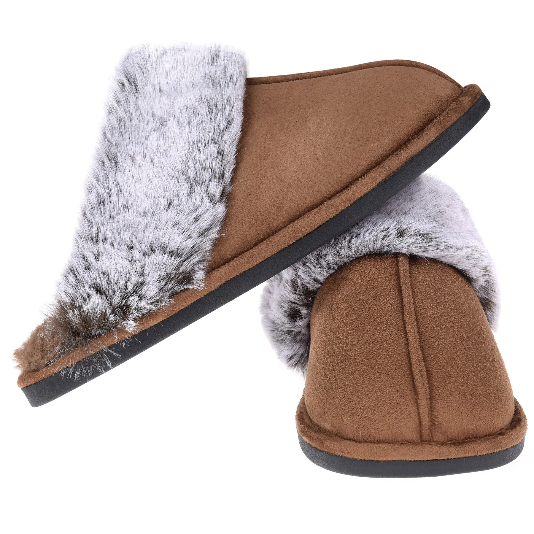 VONMAY Women's Scuff Slippers Cozy Memory Foam Fuzzy Slip-On Comfort House Shoes Indoor Outdoor
