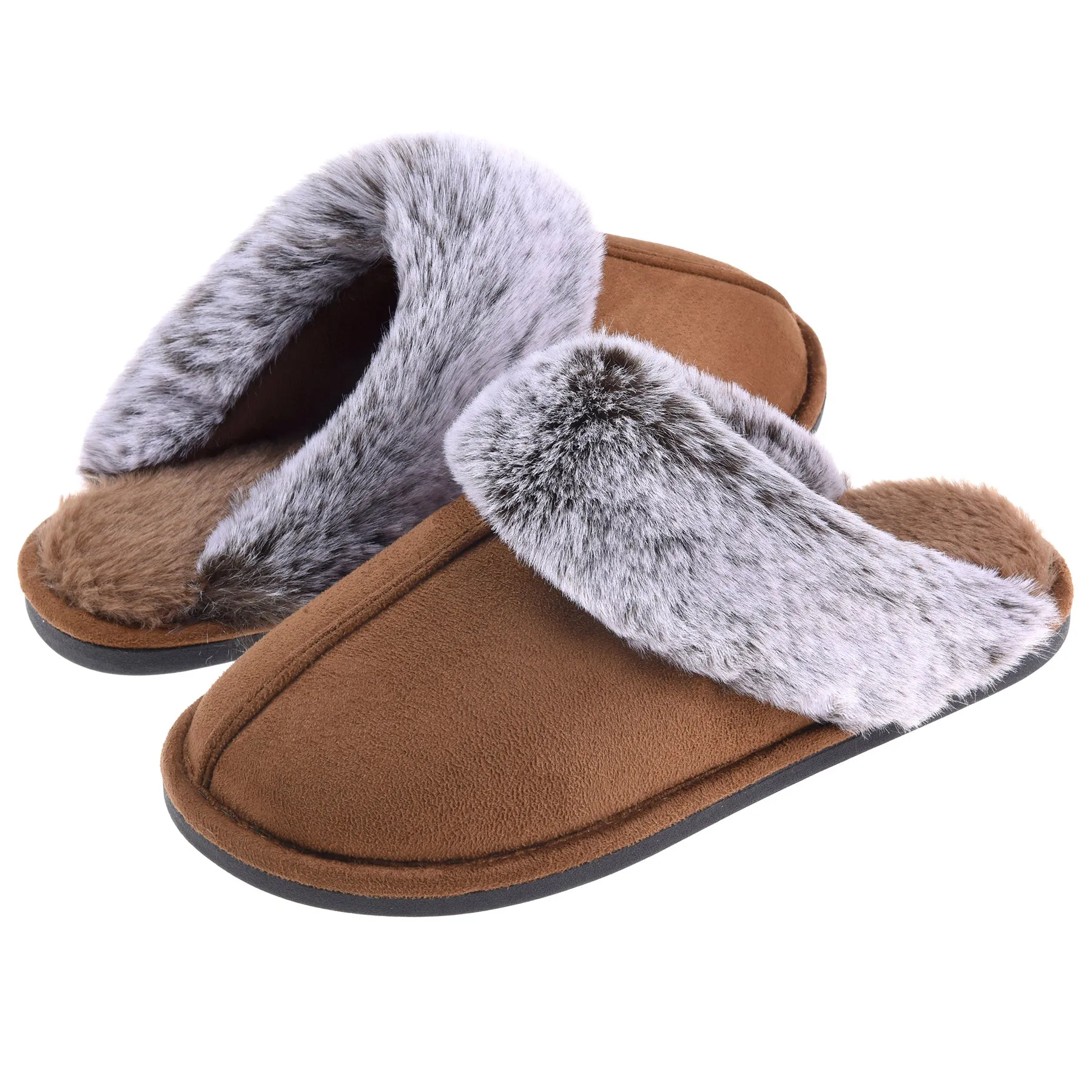 VONMAY Women's Scuff Slippers Cozy Memory Foam Fuzzy Slip-On Comfort House Shoes Indoor Outdoor