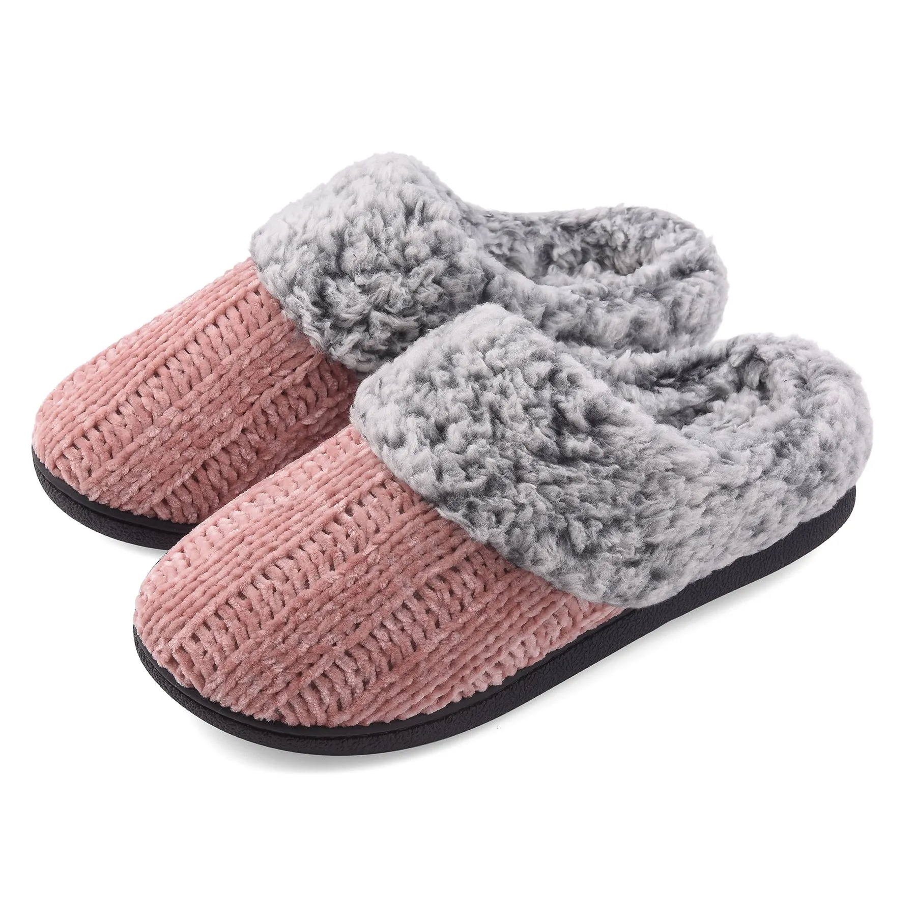 VONMAY Women's Slippers Chenille Knit Slip-on Soft House Shoes Memory Foam Indoor Outdoor
