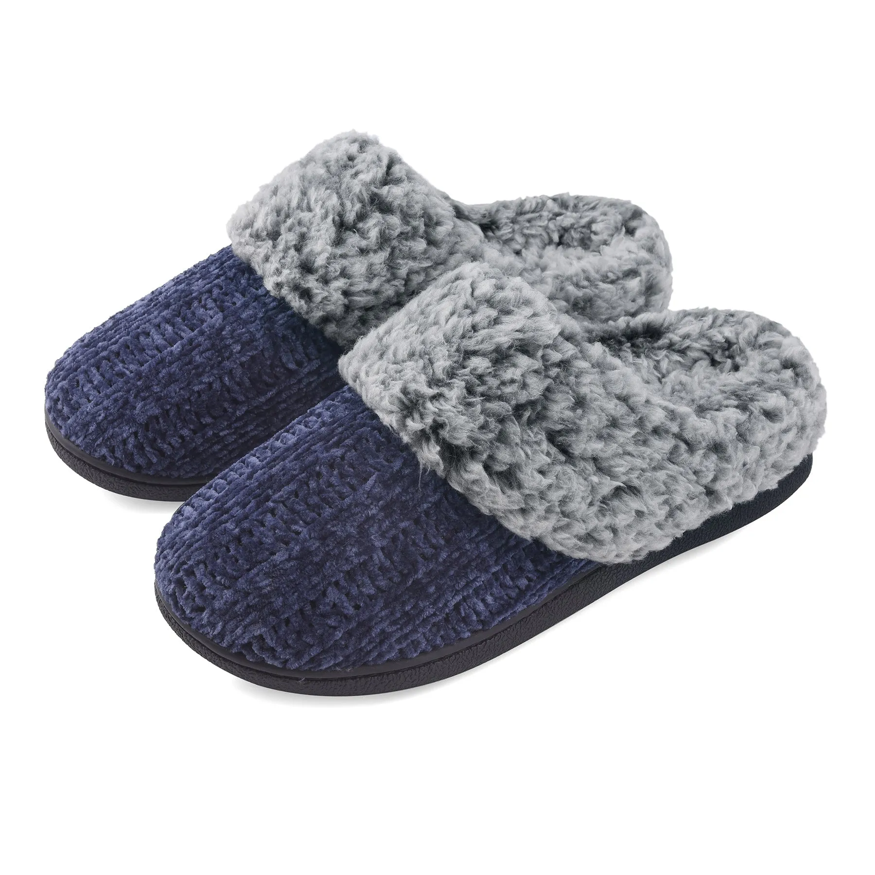 VONMAY Women's Slippers Chenille Knit Slip-on Soft House Shoes Memory Foam Indoor Outdoor