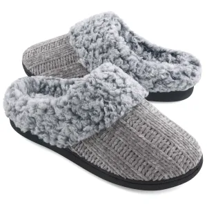 VONMAY Women's Slippers Chenille Knit Slip-on Soft House Shoes Memory Foam Indoor Outdoor