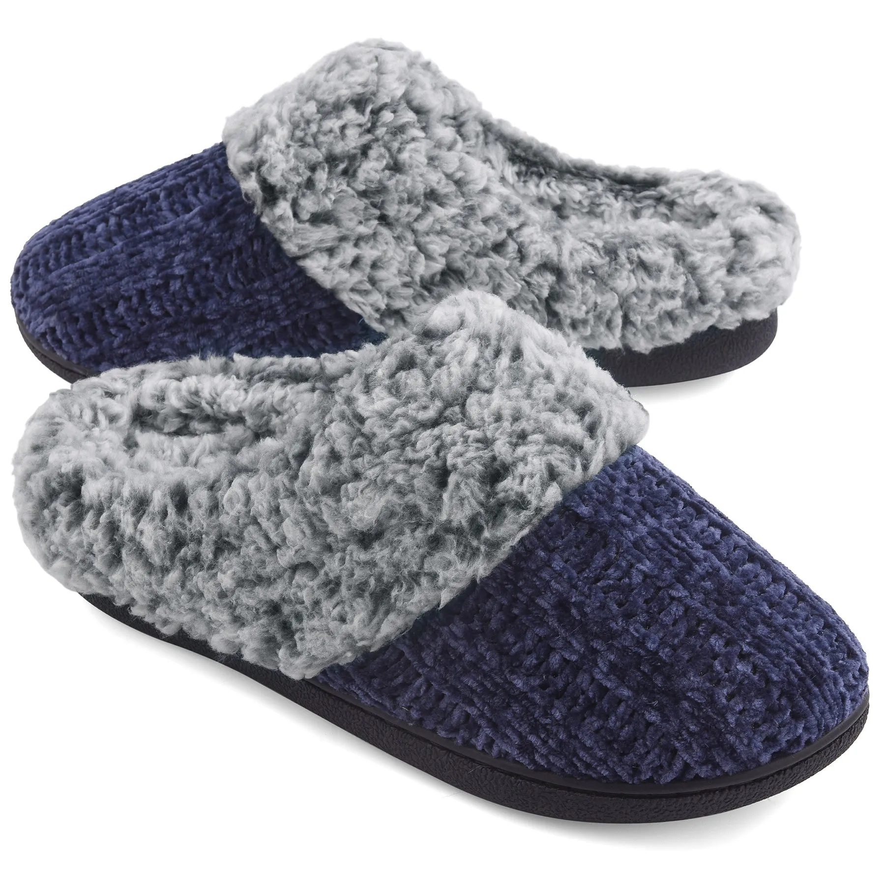 VONMAY Women's Slippers Chenille Knit Slip-on Soft House Shoes Memory Foam Indoor Outdoor