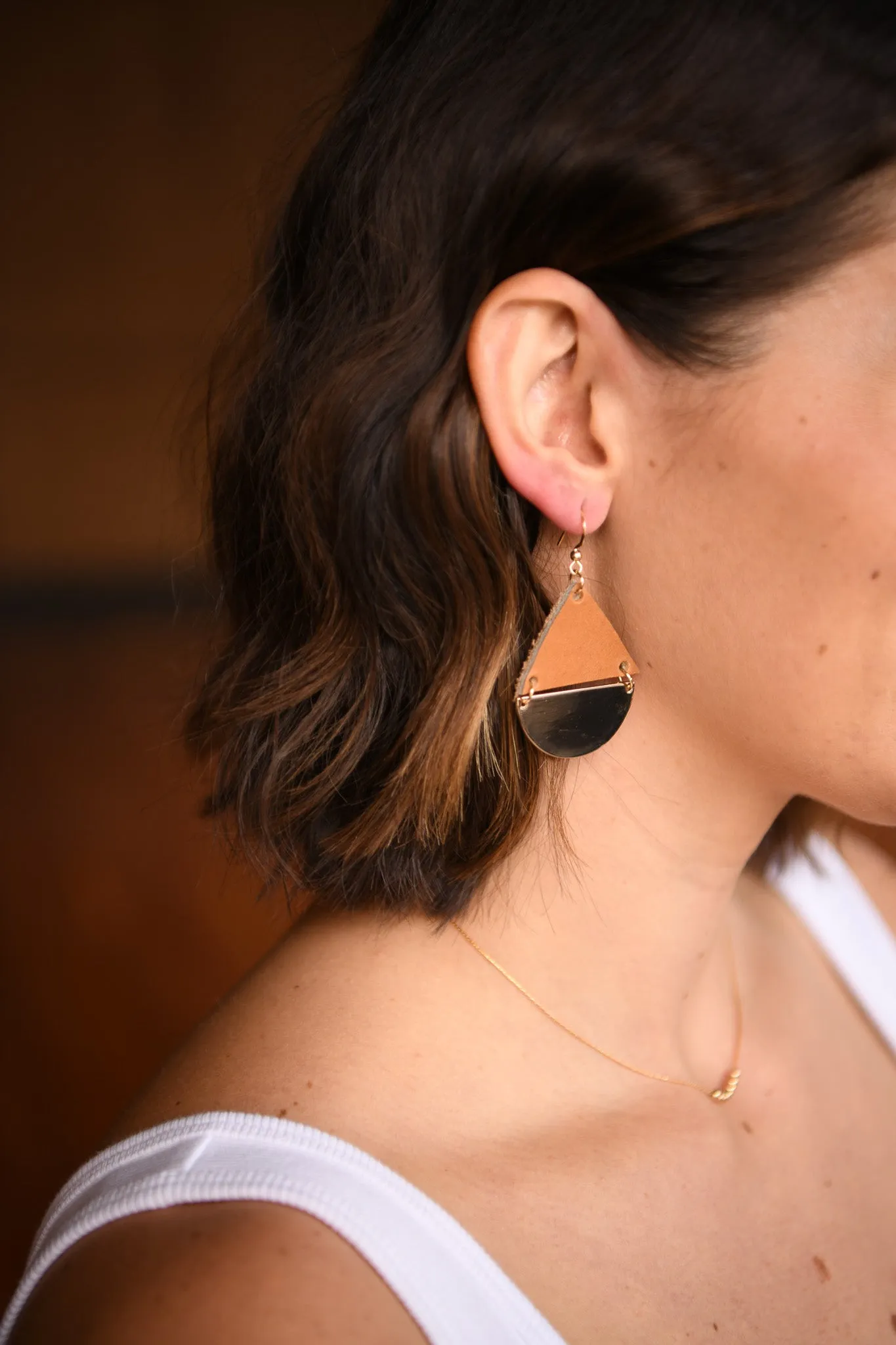 Waxing Moon Geometric Pendant Earrings