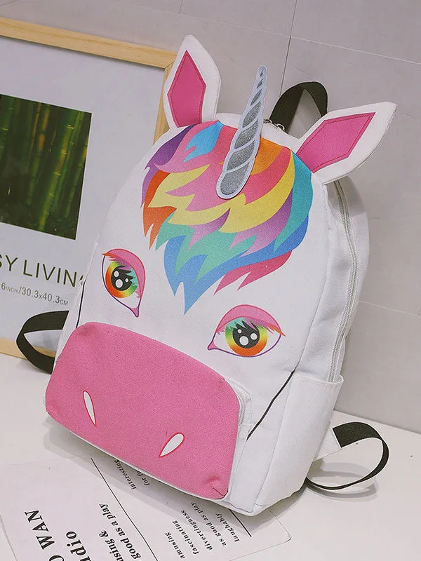 White Lolita Backpack Laser Unicorn Sequin Canvas Lolita Bag