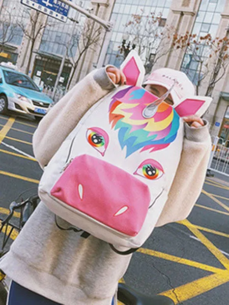 White Lolita Backpack Laser Unicorn Sequin Canvas Lolita Bag