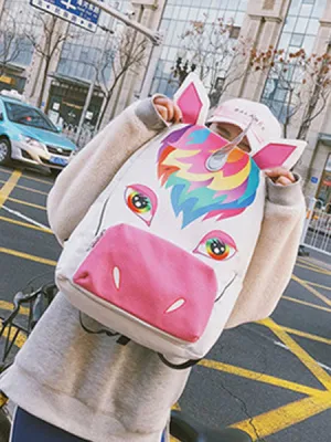 White Lolita Backpack Laser Unicorn Sequin Canvas Lolita Bag