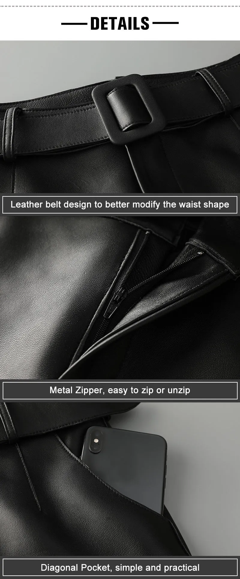 Women Leather Cropped Pants Solid Pencil Pants Slim Belt Leather Sheepskin Harem Pants Trousers Casual 2022 New SY3984