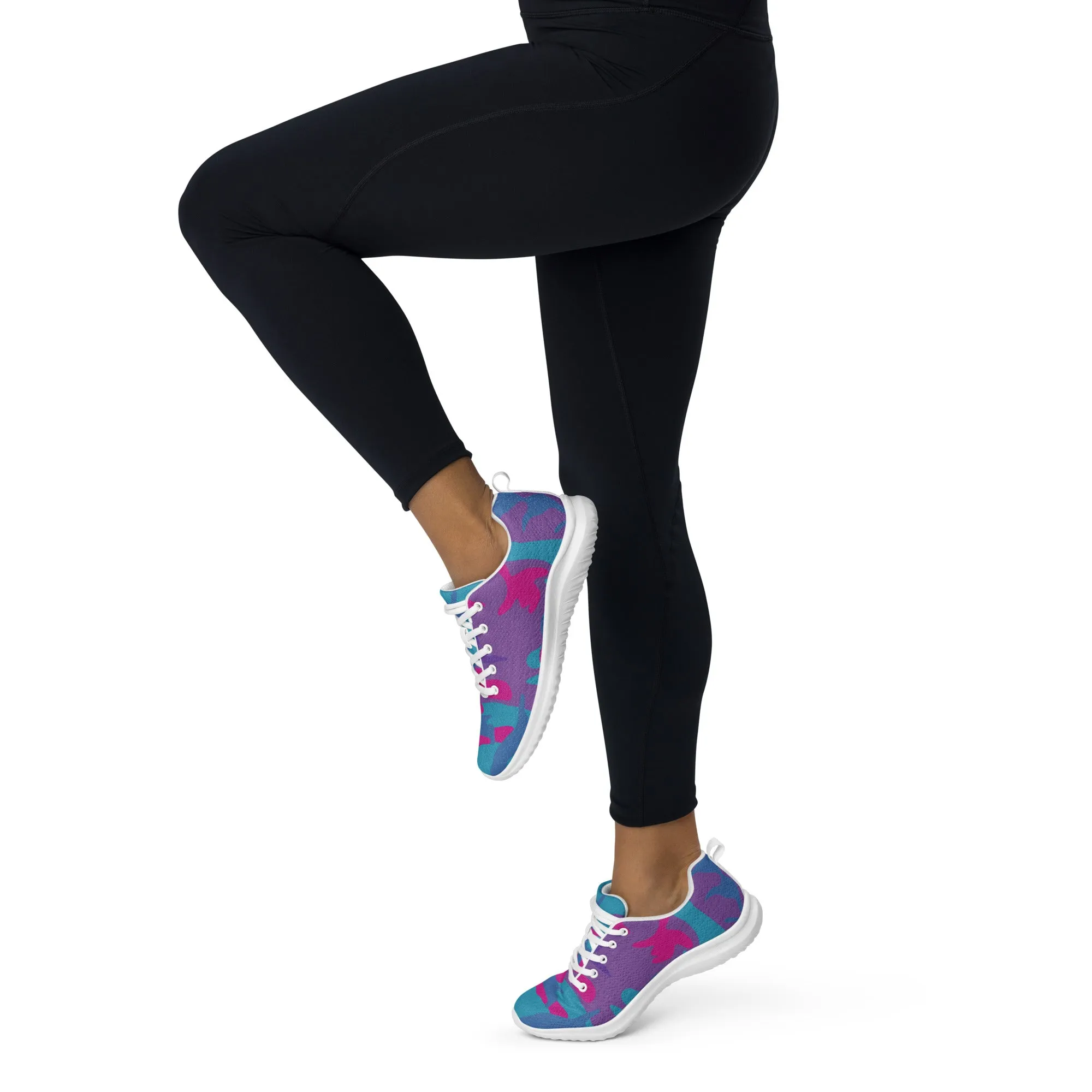 Women’s athletic shoes Teal, Purple and Hot Pink Camouflage
