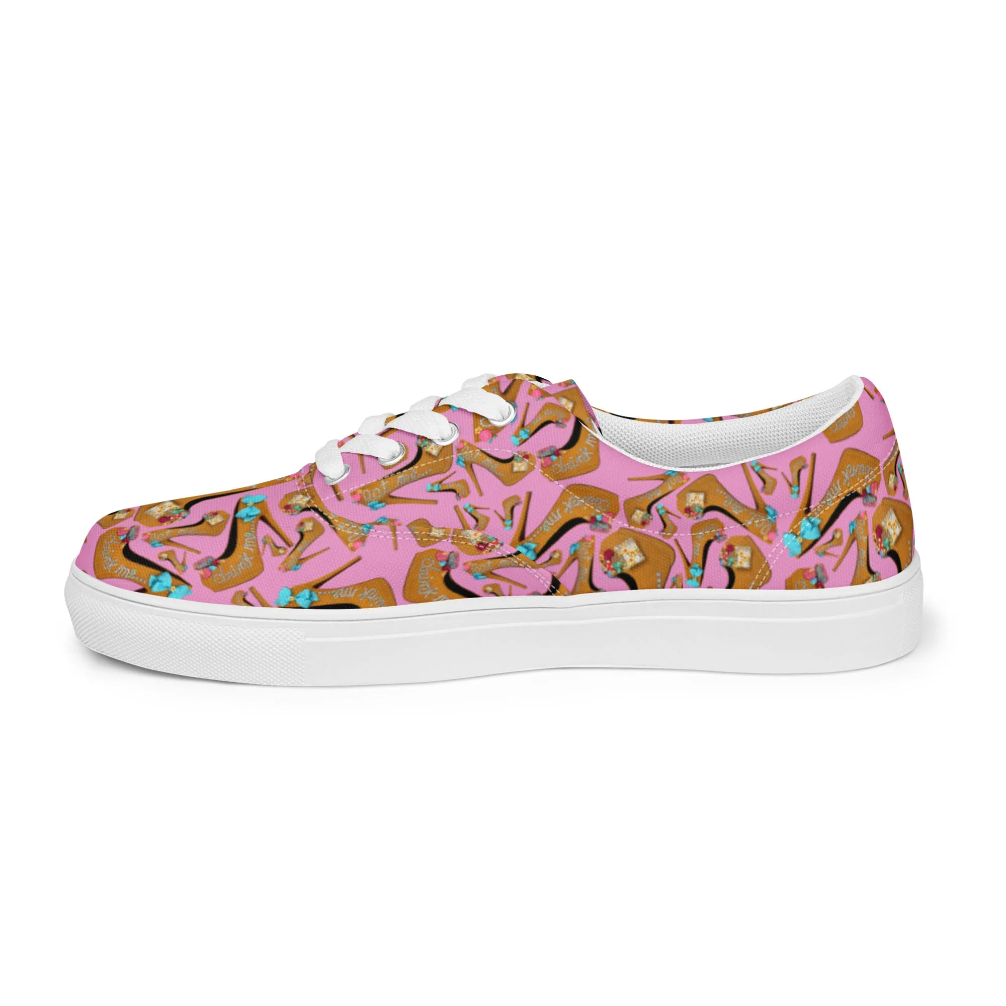 Women’s lace-up canvas shoes 'Eat me drink me'