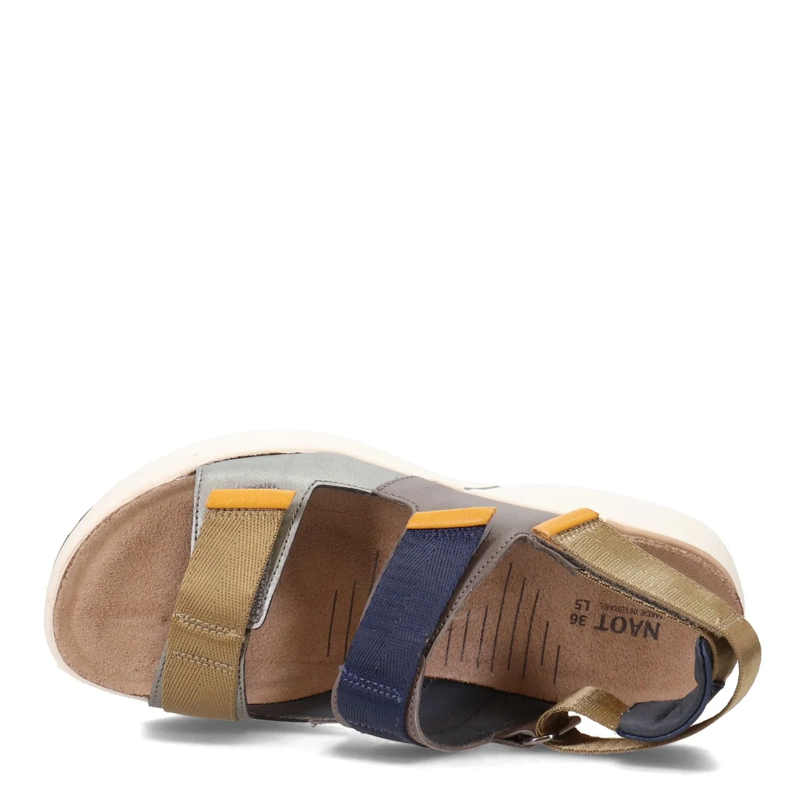 Women's Naot | Odyssey Sandal | Silver, Marigold and Navy Combination